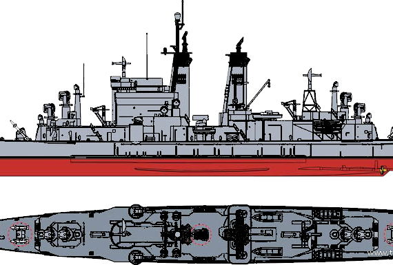 Cruiser USS CG-11 Chicago [Heavy Cruiser] - drawings, dimensions, figures